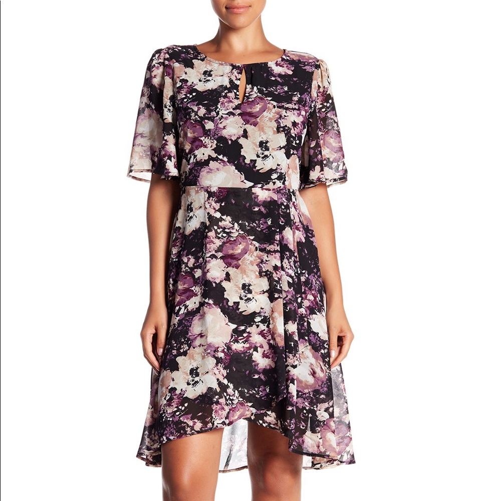 Floral Print Chiffon A-Line Dress